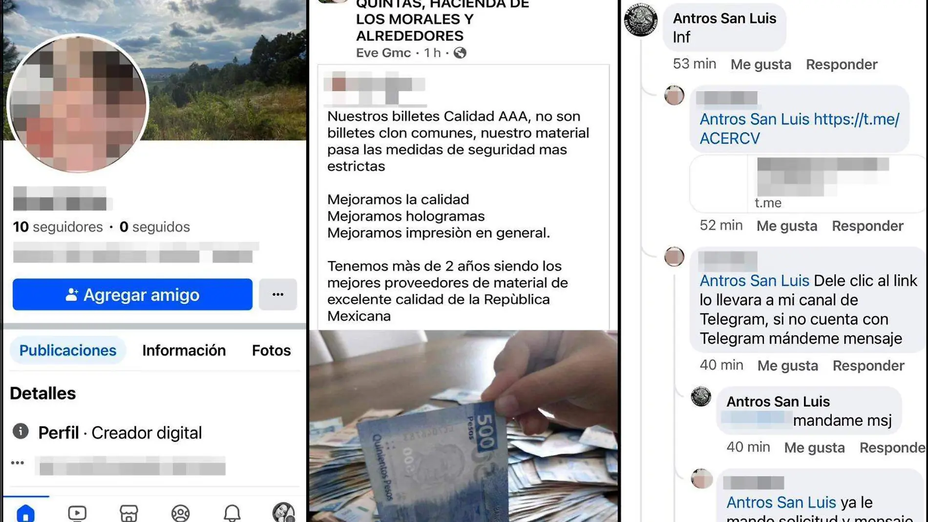 billetes falsos en redes sociales